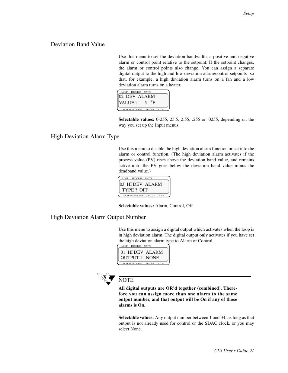 Deviation band value, High deviation alarm type, High deviation alarm output number | Watlow CLS User Manual | Page 99 / 180