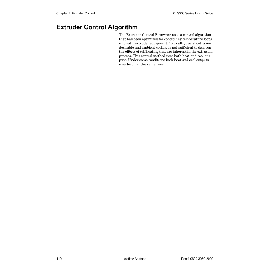 Extruder control algorithm | Watlow CLS200 User Manual | Page 126 / 251