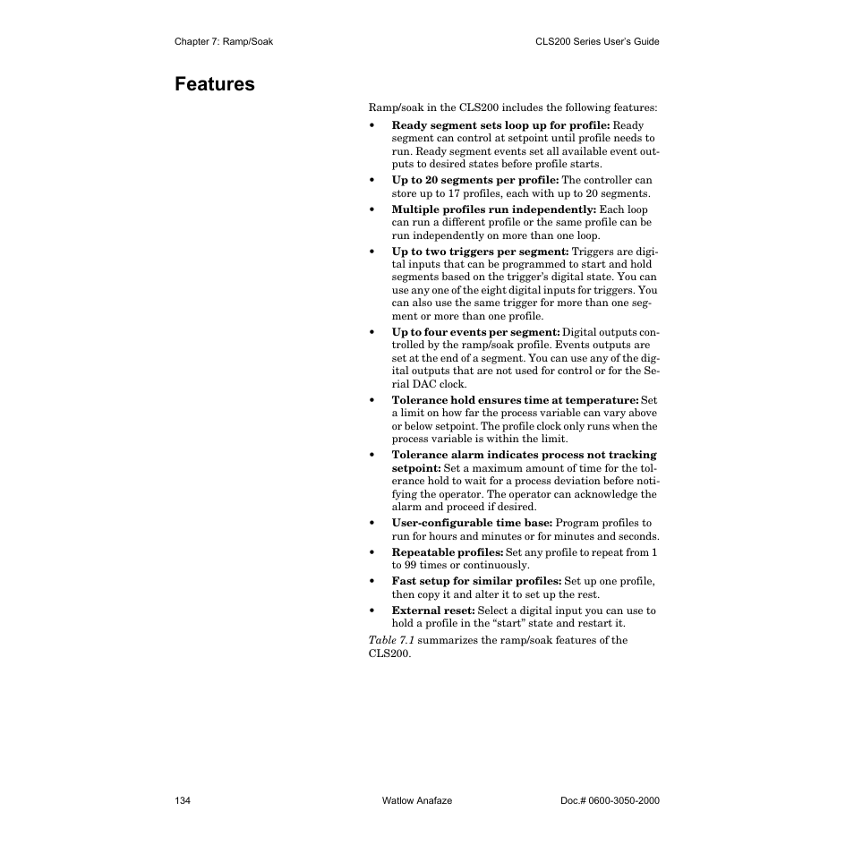 Features | Watlow CLS200 User Manual | Page 150 / 251