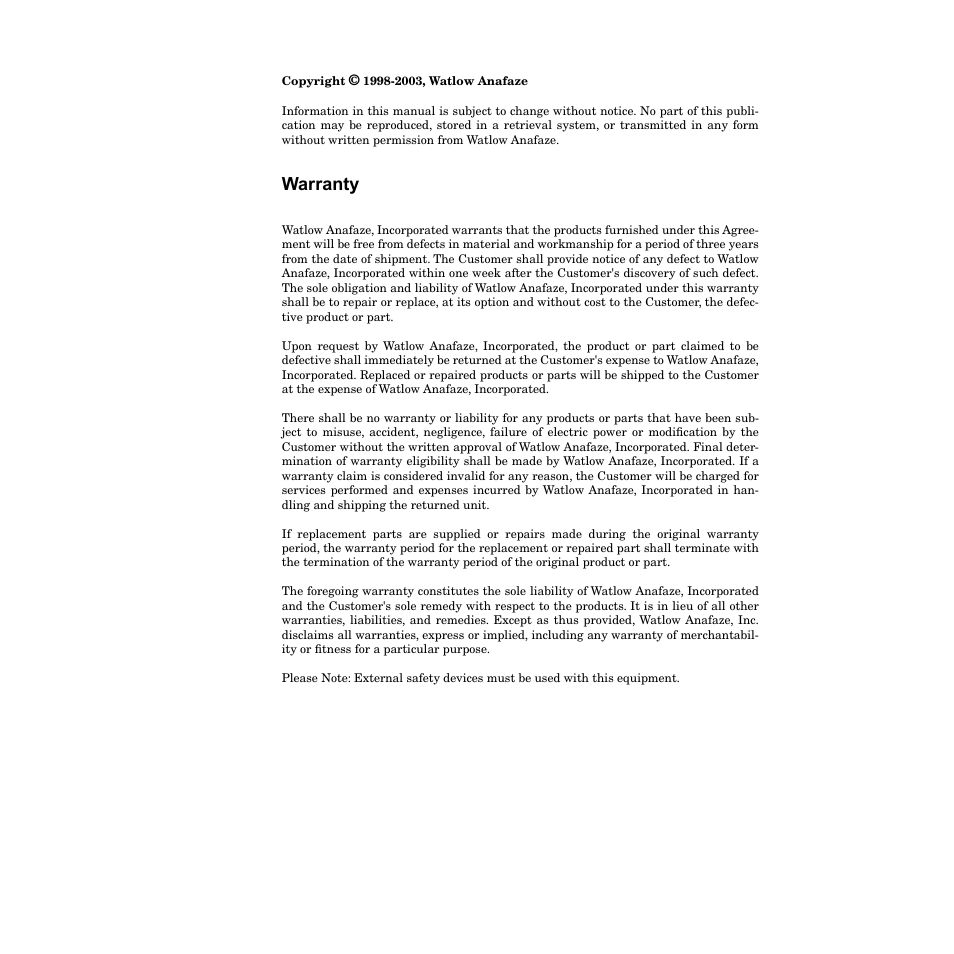 Warranty | Watlow CLS200 User Manual | Page 2 / 251