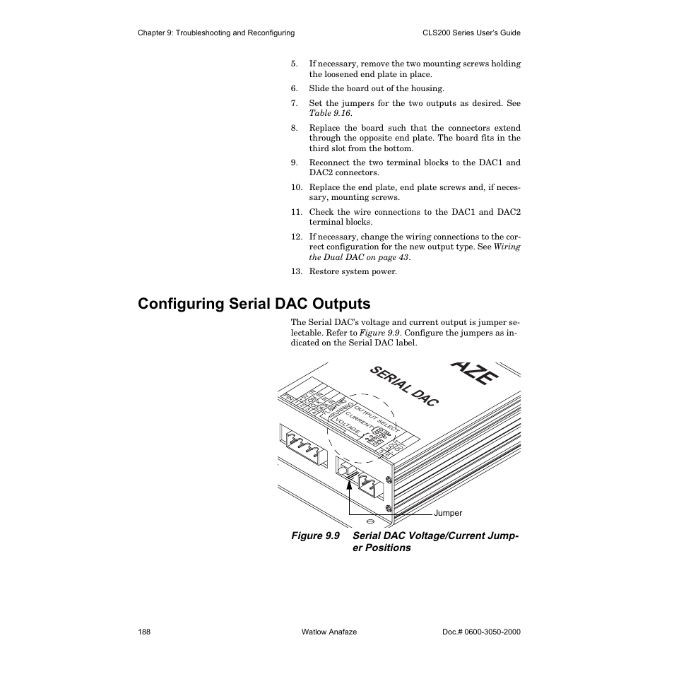 Configuring serial dac outputs, Fa ze, Serial d ac | Watlow CLS200 User Manual | Page 204 / 251