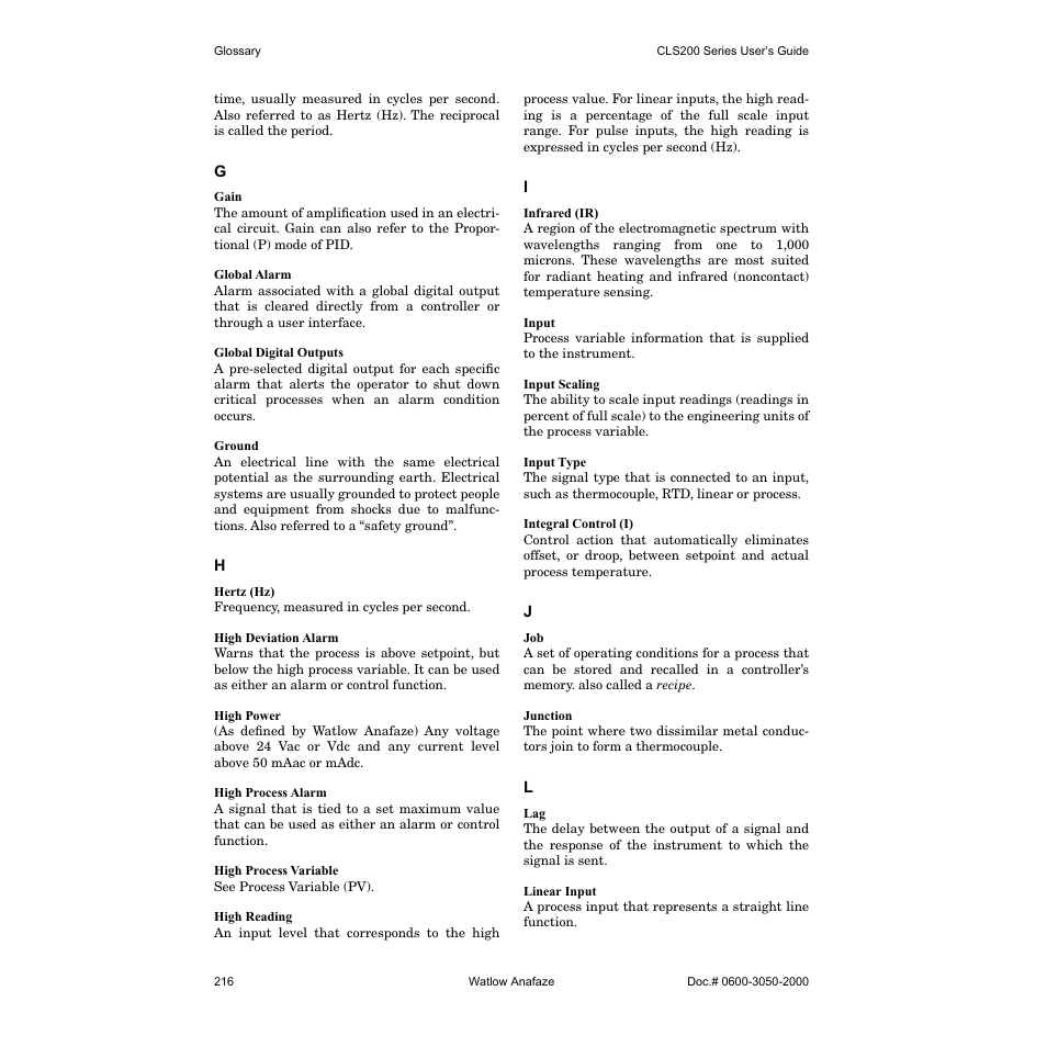 Watlow CLS200 User Manual | Page 232 / 251
