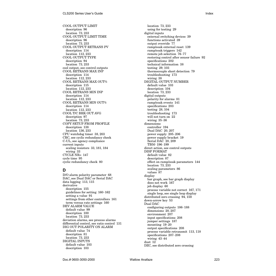Watlow CLS200 User Manual | Page 239 / 251