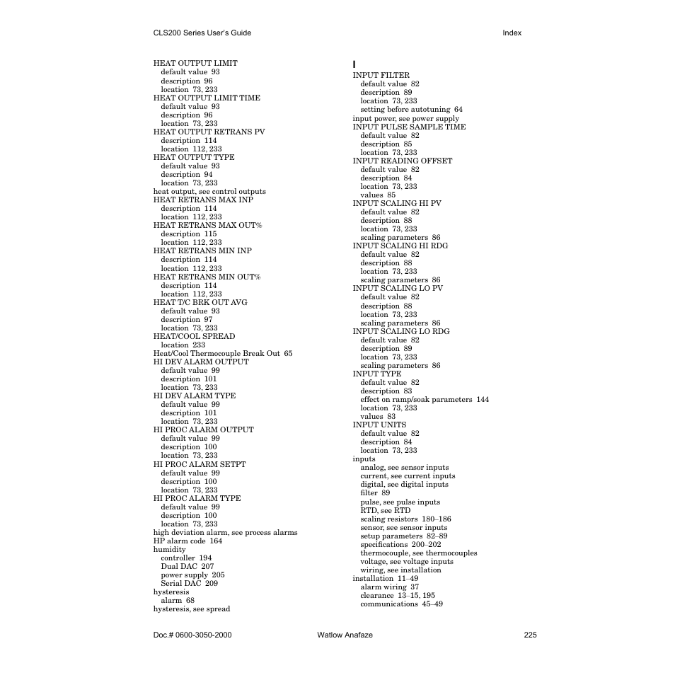 Watlow CLS200 User Manual | Page 241 / 251