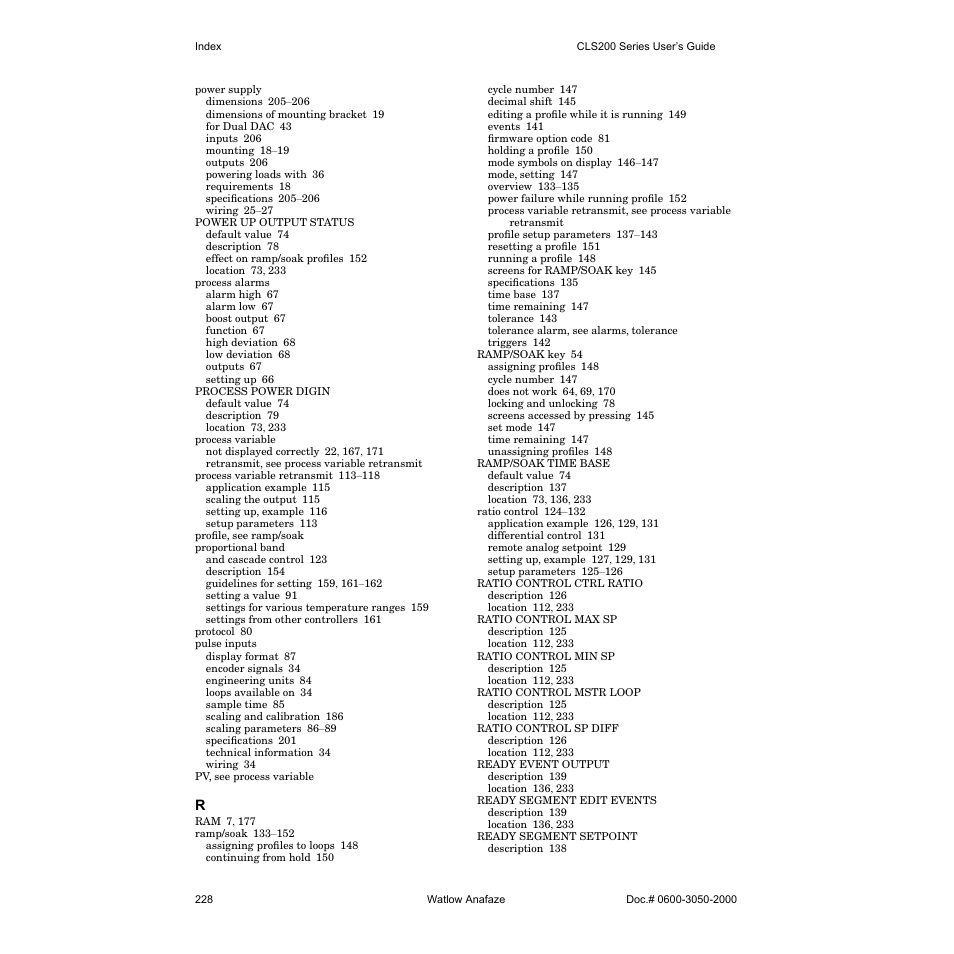 Watlow CLS200 User Manual | Page 244 / 251