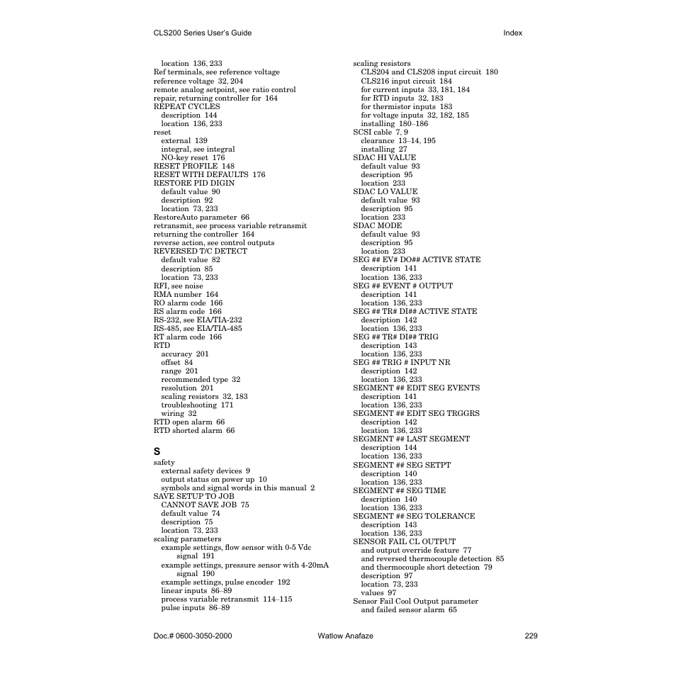 Watlow CLS200 User Manual | Page 245 / 251