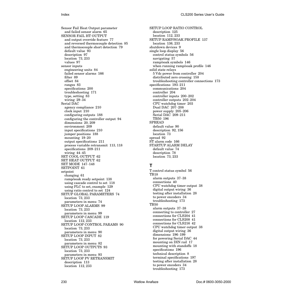 Watlow CLS200 User Manual | Page 246 / 251
