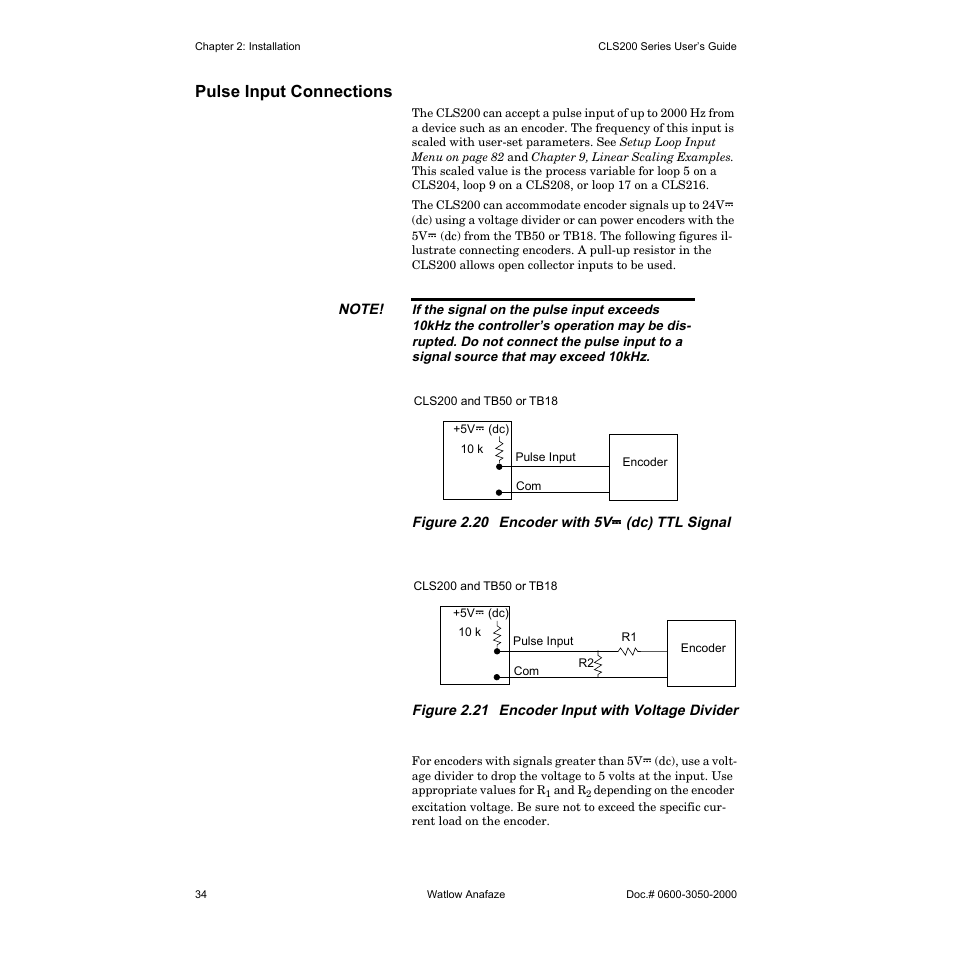 Pulse input connections | Watlow CLS200 User Manual | Page 50 / 251