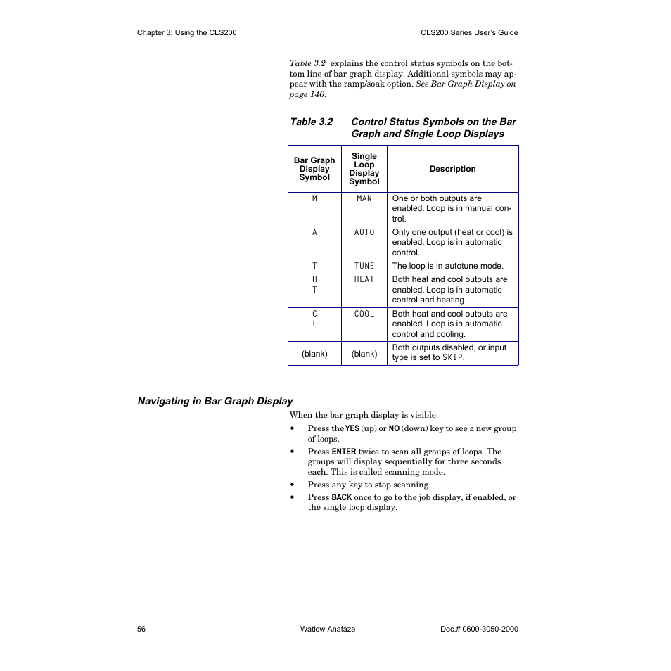 Navigating in bar graph display | Watlow CLS200 User Manual | Page 72 / 251