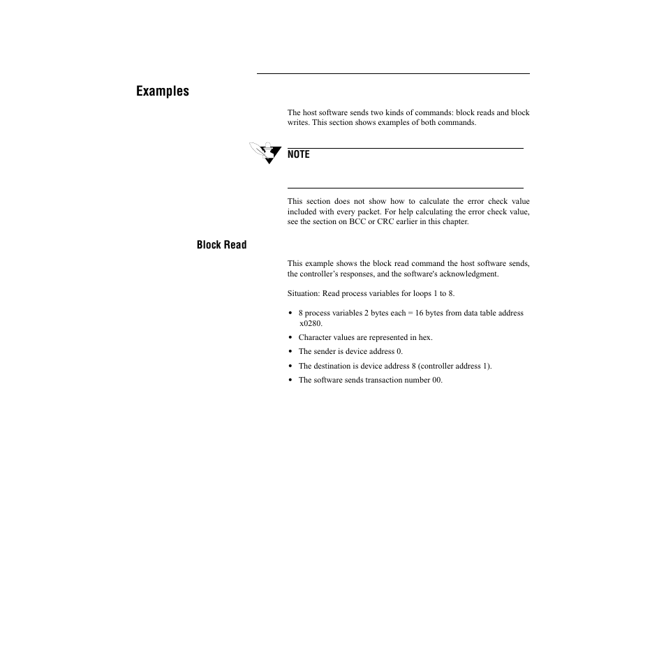 Examples, Block read | Watlow CLS200, MLS300 and CAS200 User Manual | Page 16 / 92