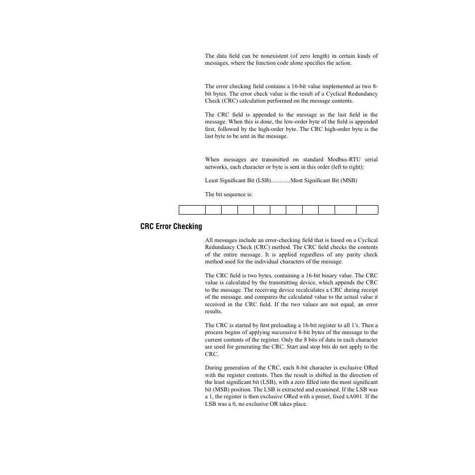 Contents of the error checking field, How characters are transmitted serially, Crc error checking | Watlow CLS200, MLS300 and CAS200 User Manual | Page 31 / 92