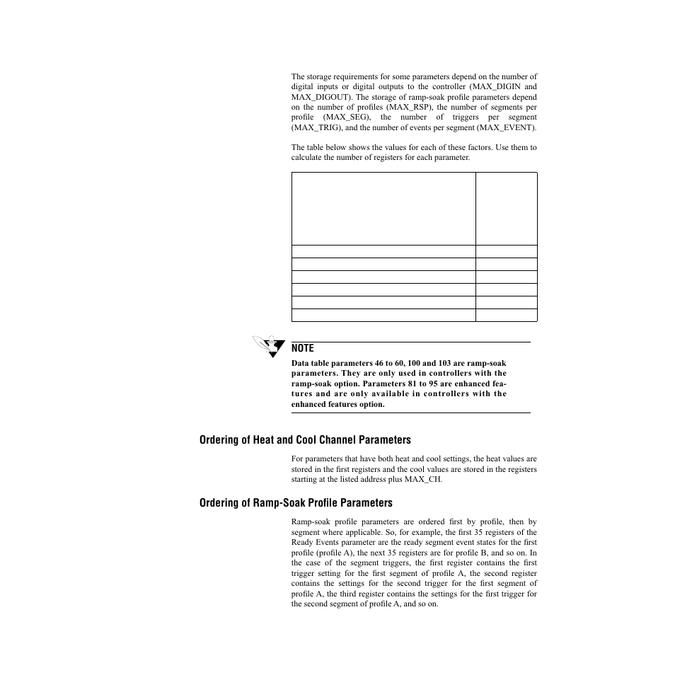 Ordering of heat and cool channel parameters, Ordering of ramp-soak profile parameters | Watlow CLS200, MLS300 and CAS200 User Manual | Page 40 / 92