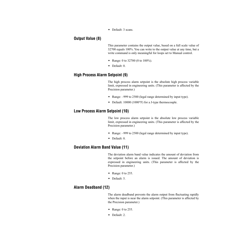 Output value (8), High process alarm setpoint (9), Low process alarm setpoint (10) | Deviation alarm band value (11), Alarm deadband (12) | Watlow CLS200, MLS300 and CAS200 User Manual | Page 55 / 92