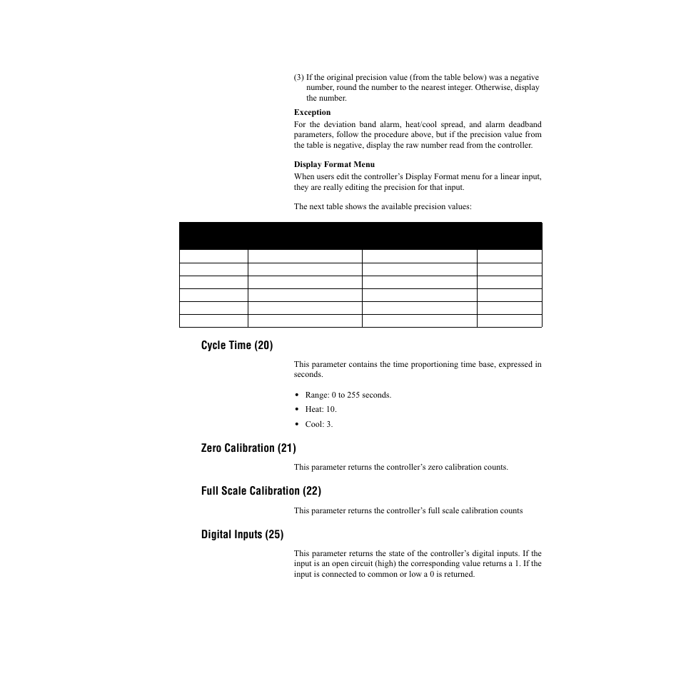 Cycle time (20), Zero calibration (21), Full scale calibration (22) | Digital inputs (25) | Watlow CLS200, MLS300 and CAS200 User Manual | Page 60 / 92