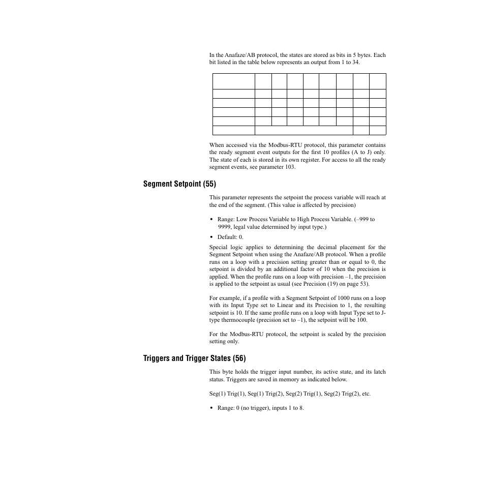 Segment setpoint (55), Triggers and trigger states (56) | Watlow CLS200, MLS300 and CAS200 User Manual | Page 70 / 92