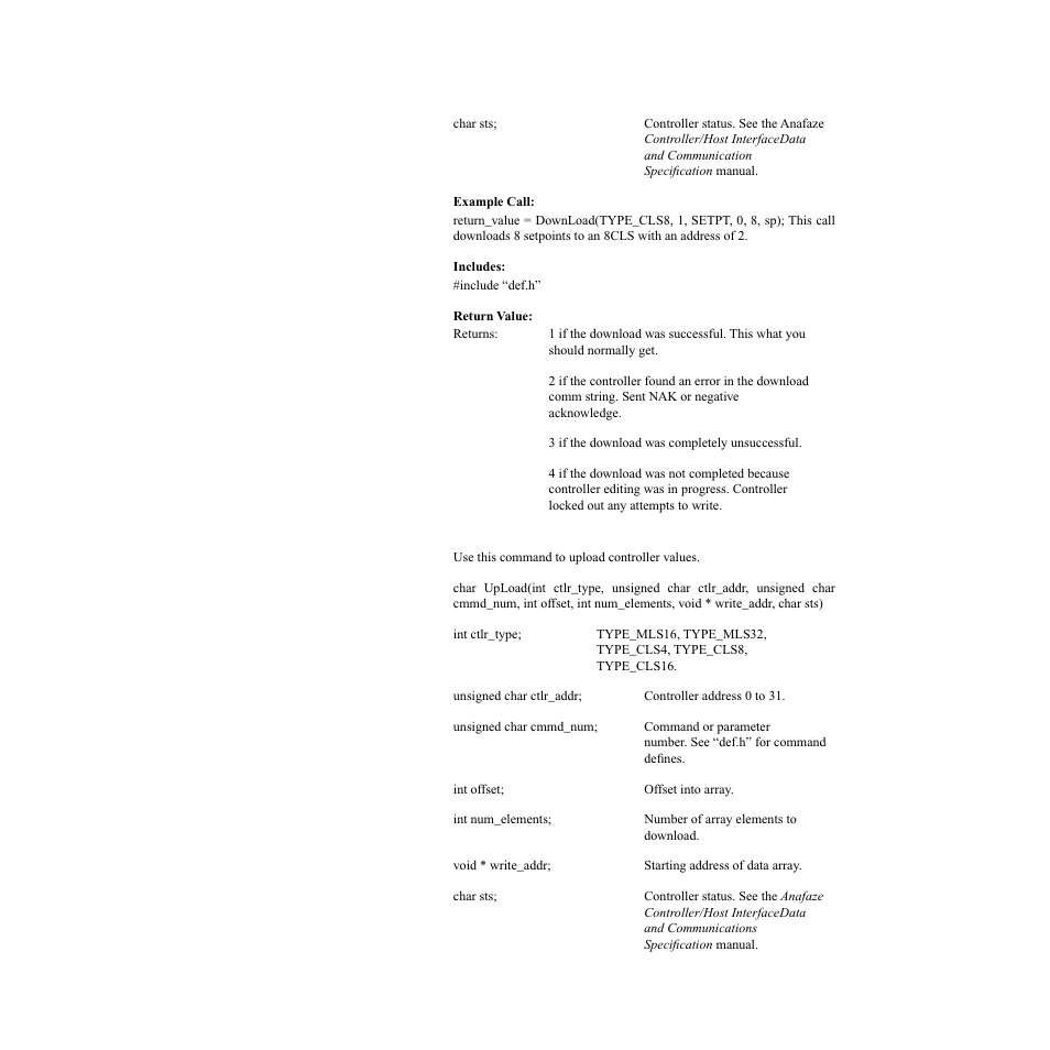 Upload() | Watlow CLS200, MLS300 and CAS200 User Manual | Page 87 / 92