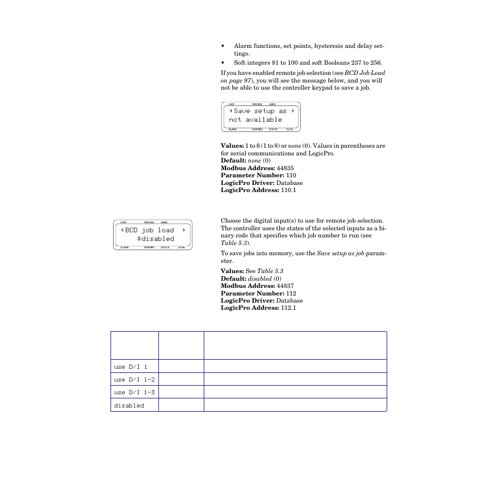 Bcd job load, Table 5.3 | Watlow CPC400 User Manual | Page 111 / 230