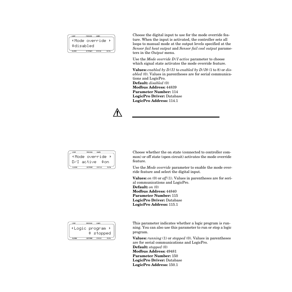 Mode override, Mode override digital input active, Logic program | Watlow CPC400 User Manual | Page 113 / 230