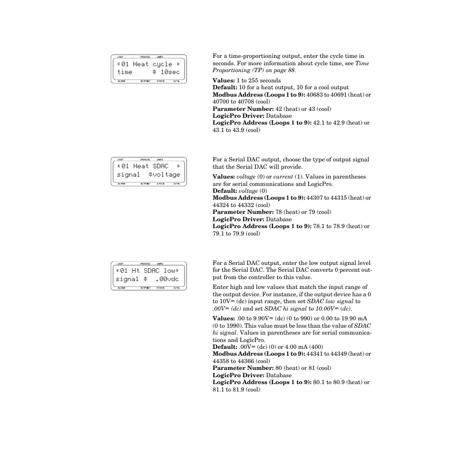 Heat/cool cycle time, Heat/cool sdac signal, Heat/cool sdac low signal | Watlow CPC400 User Manual | Page 131 / 230