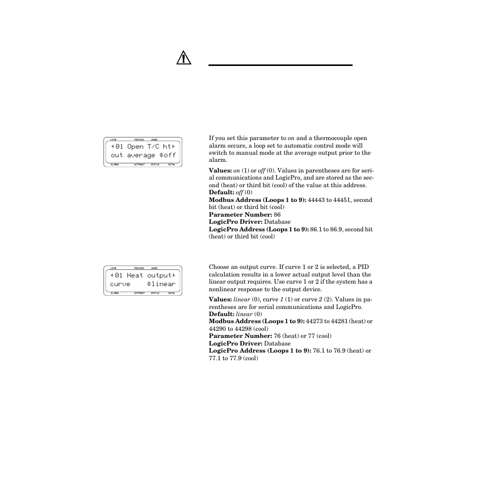 Open thermocouple heat/cool output average, Heat/cool output curve | Watlow CPC400 User Manual | Page 134 / 230