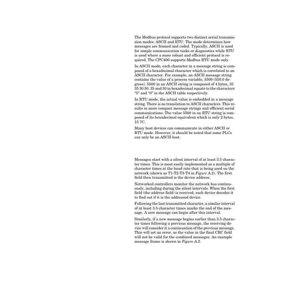 Modbus ascii and rtu modes, Message framing, Modbus ascii and rtu modes 185 message framing 185 | Watlow CPC400 User Manual | Page 199 / 230