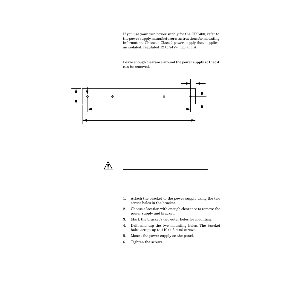 Mounting the power supply, Figure 2.9—cpc400 power supply mounting bracket 18 | Watlow CPC400 User Manual | Page 32 / 230