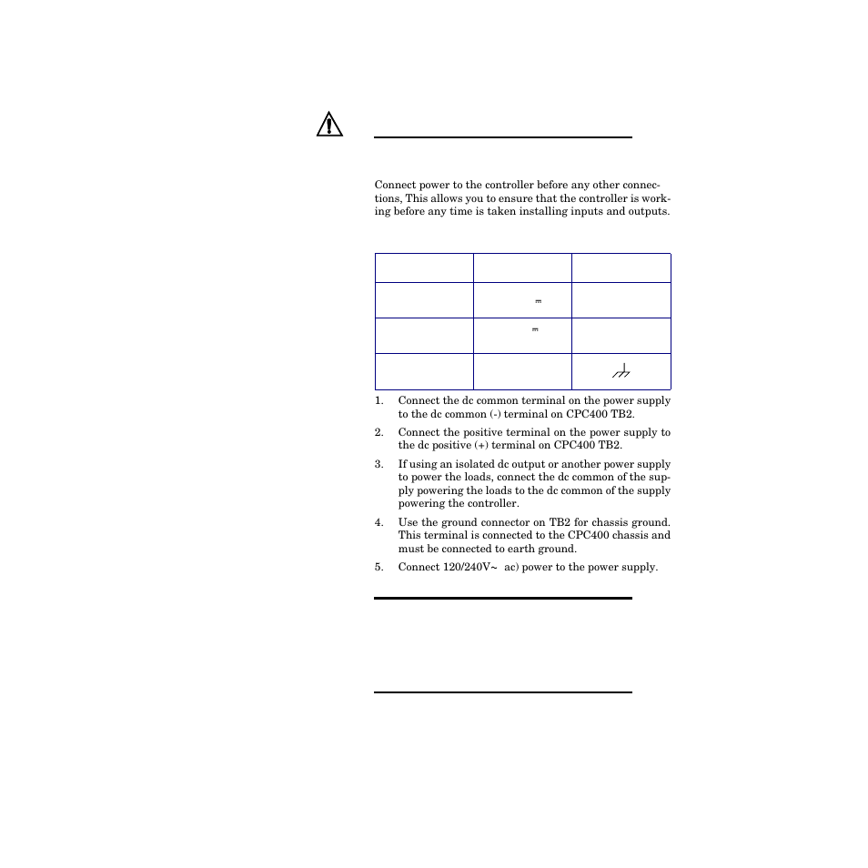 Wiring the power supply, Table 2.2—power connections 24 | Watlow CPC400 User Manual | Page 38 / 230