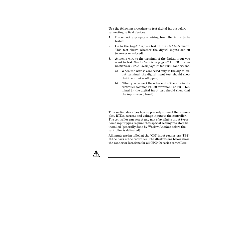 Digital input test, Sensor wiring, Sensor wiring 27 | Watlow CPC400 User Manual | Page 41 / 230