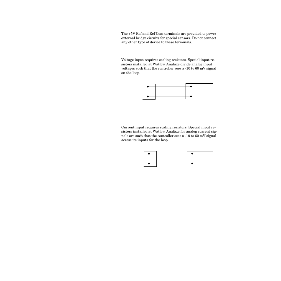 Reference voltage terminals, Voltage input connections, Current input connections | Watlow CPC400 User Manual | Page 44 / 230