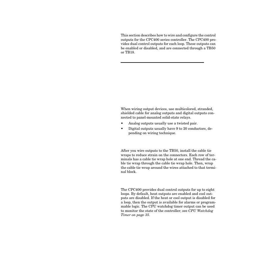 Wiring control and digital i/o, Output wiring recommendations, Cable tie wraps | Digital outputs, Wiring control and digital i/o 32 | Watlow CPC400 User Manual | Page 46 / 230