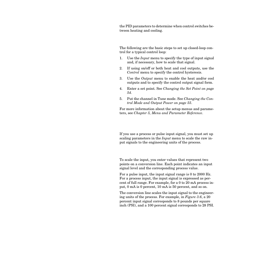 How to set up closed-loop control, Setting up a process or pulse input, Input scaling | Setting up a process or pulse input 58 | Watlow CPC400 User Manual | Page 72 / 230