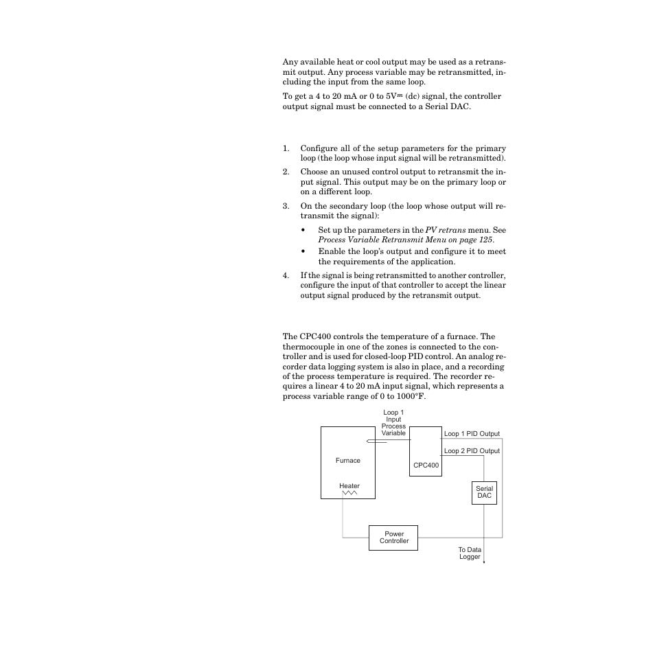 How to set up process variable retransmit, Process variable retransmit example: data logging | Watlow CPC400 User Manual | Page 82 / 230