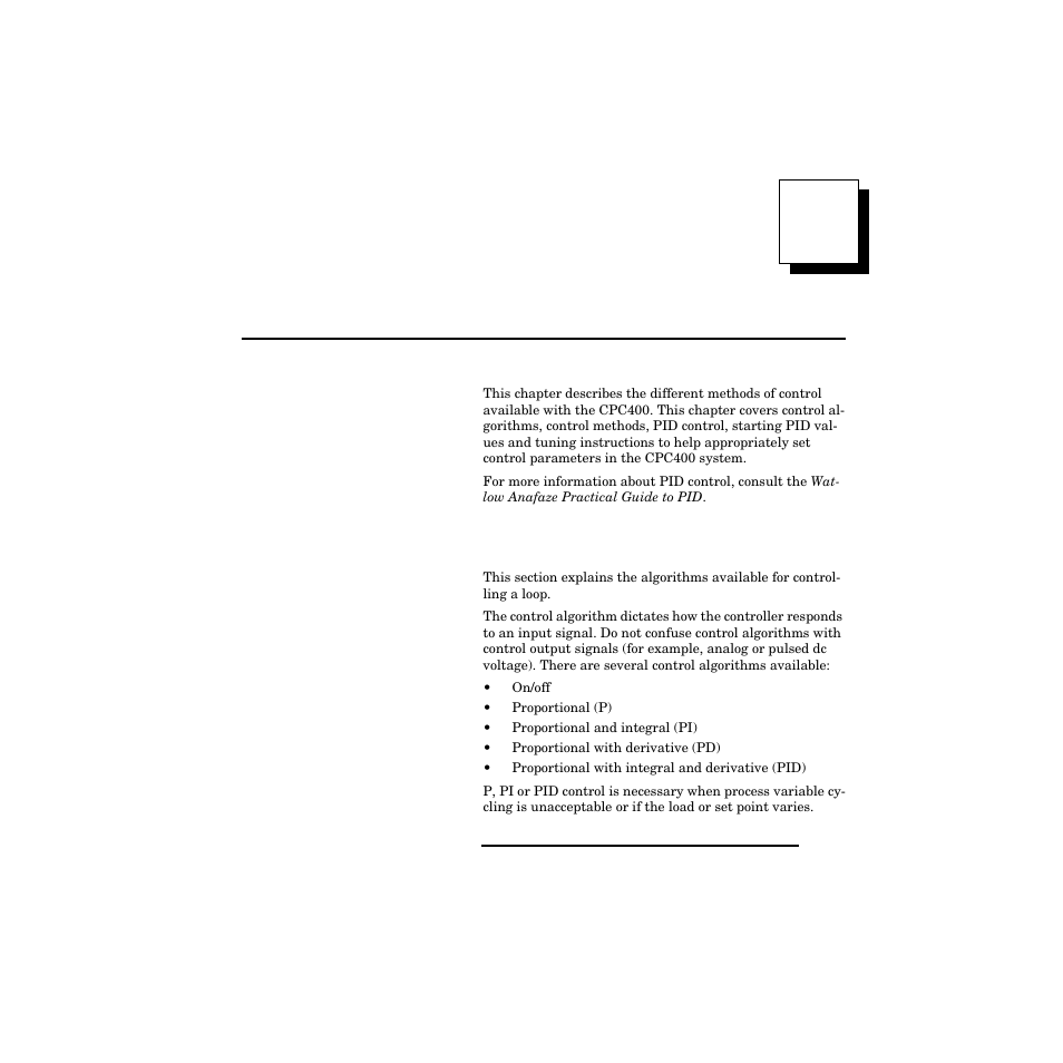 Tuning and control, Control algorithms, 4 tuning and control 81 | Control algorithms 81 | Watlow CPC400 User Manual | Page 95 / 230