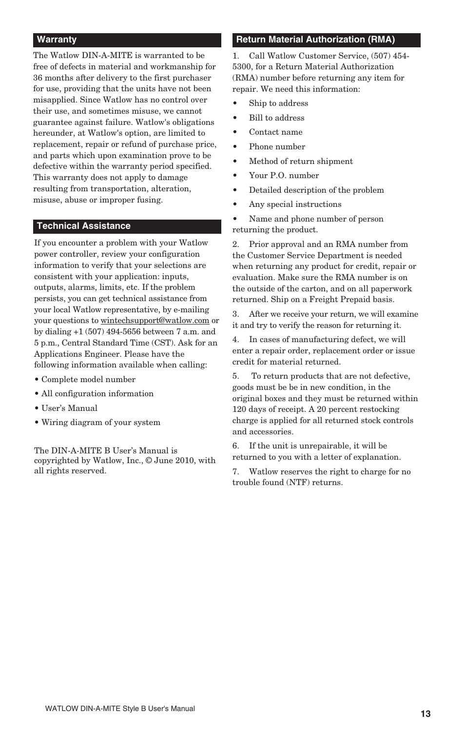 Watlow DIN-A-MITE Style B User Manual | Page 13 / 14