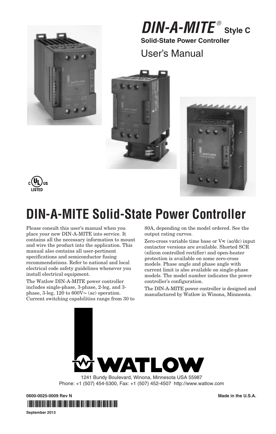 Watlow DIN-A-MITE Style C User Manual | 22 pages