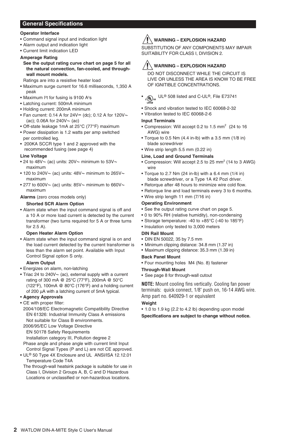 Watlow DIN-A-MITE Style C User Manual | Page 2 / 22