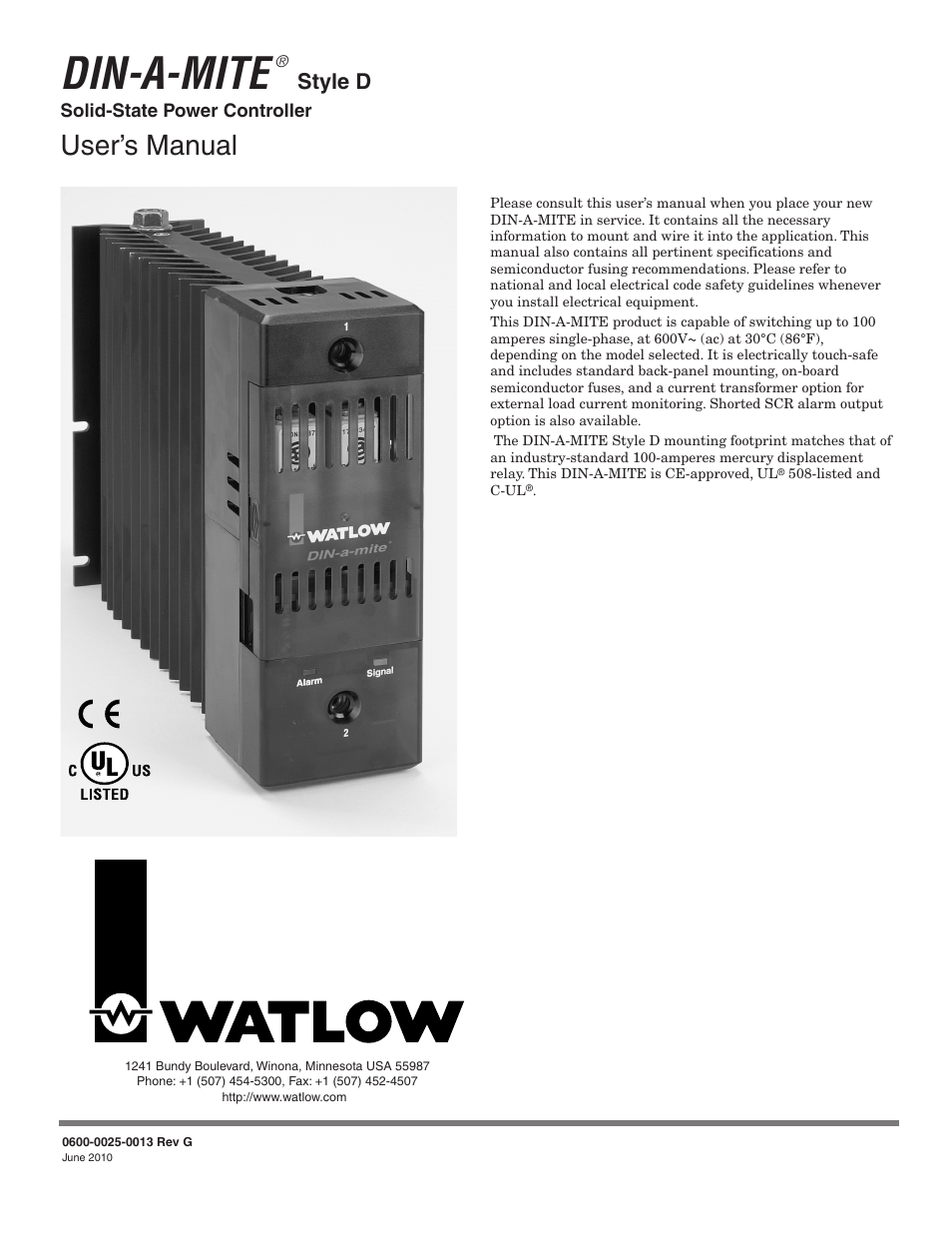 Watlow DIN-A-MITE Style D User Manual | 9 pages