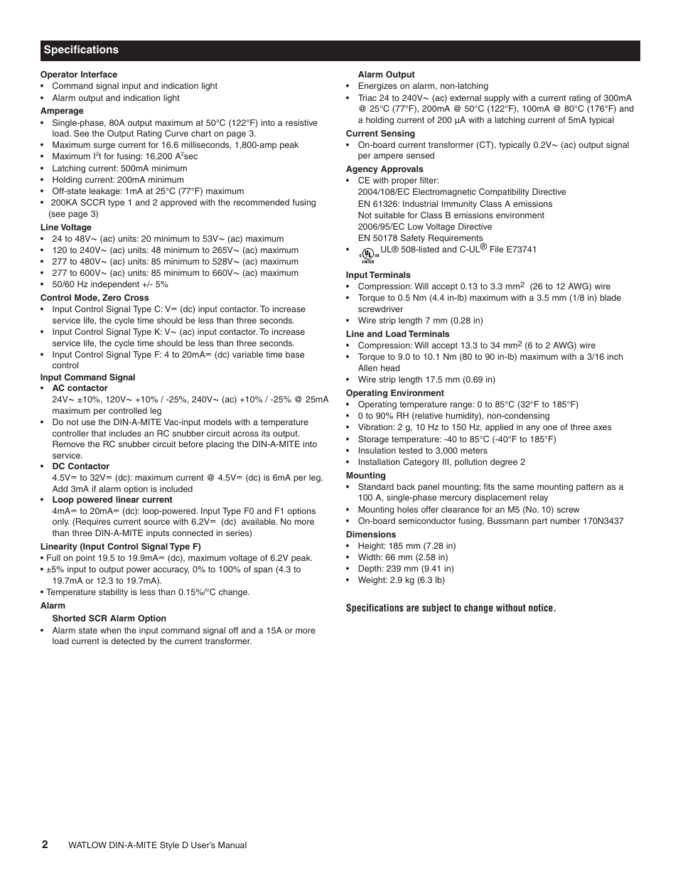 Watlow DIN-A-MITE Style D User Manual | Page 2 / 9