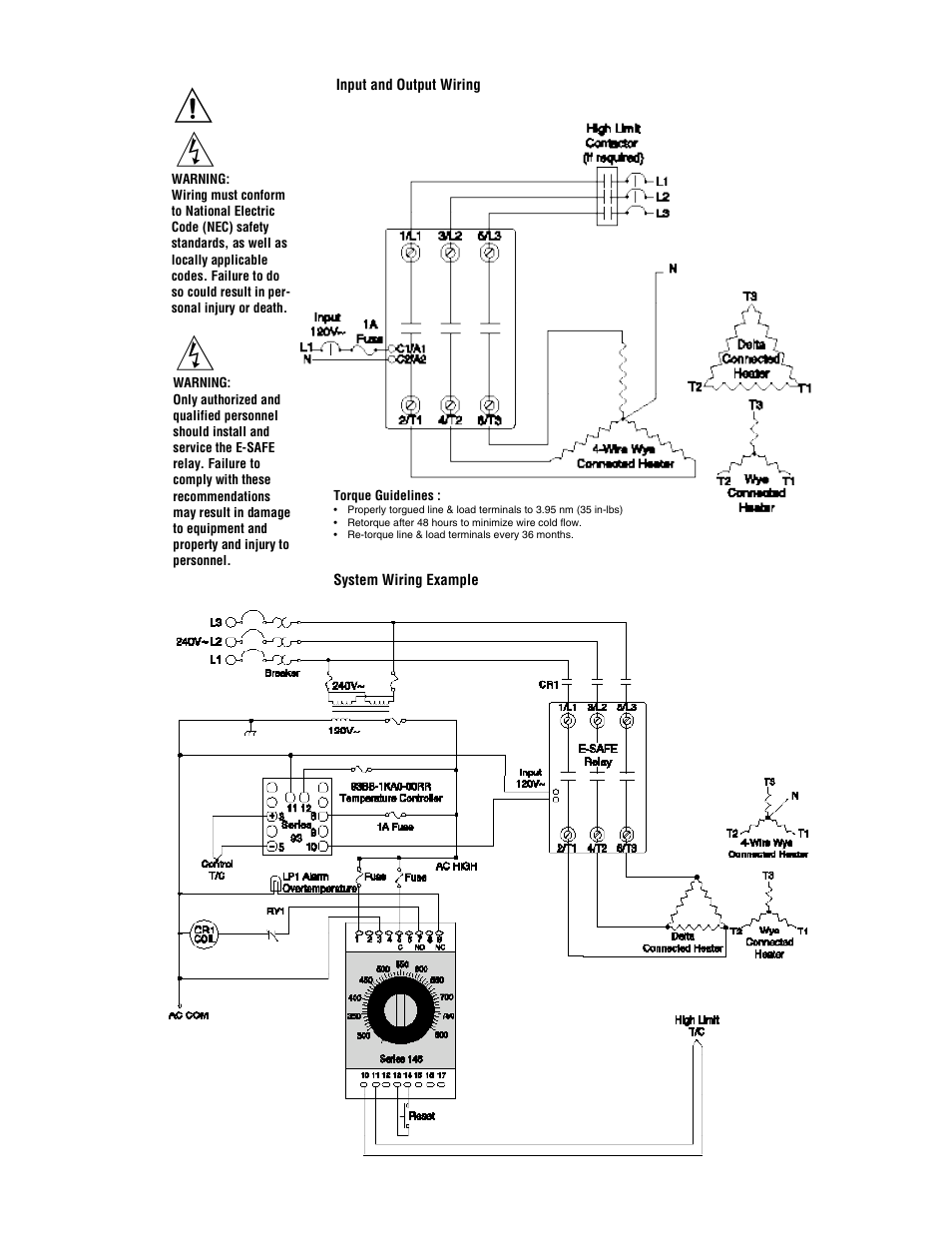 Input and output wiring | Watlow E-Safe Hybrid Relay Rev B User Manual | Page 3 / 4