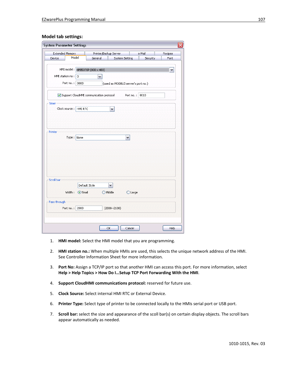 Model tab settings | Watlow EZwarePlus Programming User Manual | Page 115 / 264