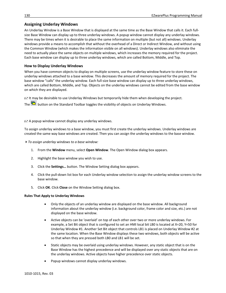 Assigning underlay windows, How to display underlay windows | Watlow EZwarePlus Programming User Manual | Page 138 / 264