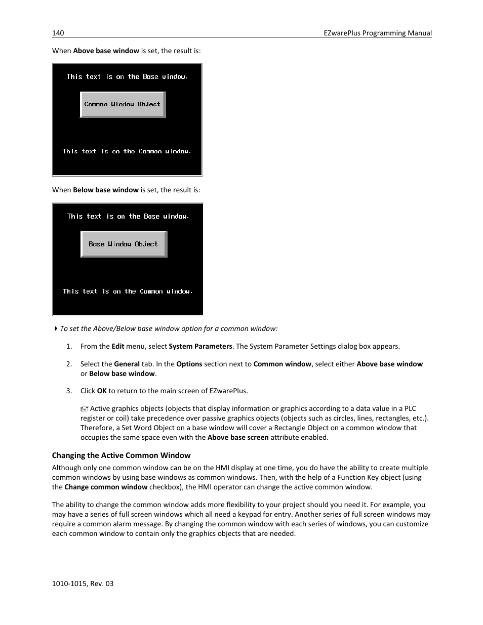 Changing the active common window | Watlow EZwarePlus Programming User Manual | Page 148 / 264