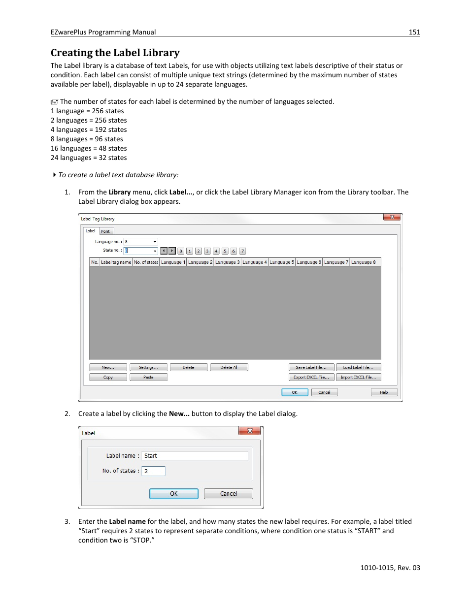Creating the label library | Watlow EZwarePlus Programming User Manual | Page 159 / 264