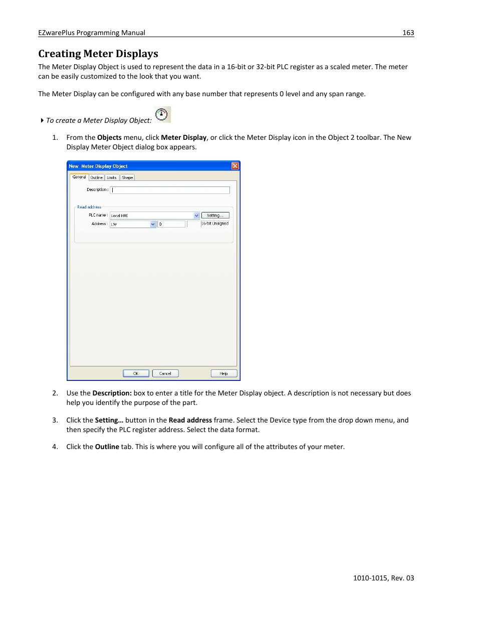 Creating meter displays | Watlow EZwarePlus Programming User Manual | Page 171 / 264