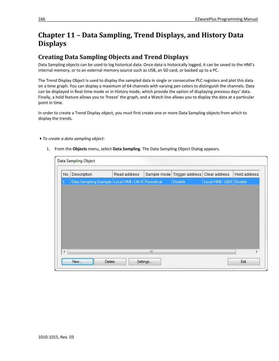 Creating data sampling objects and trend displays, Data displays | Watlow EZwarePlus Programming User Manual | Page 174 / 264