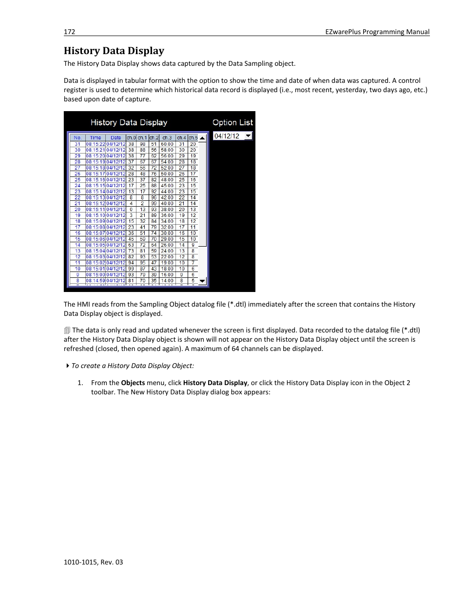 History data display | Watlow EZwarePlus Programming User Manual | Page 180 / 264