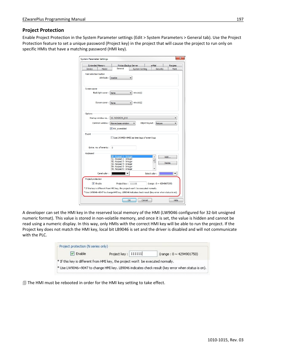 Project protection | Watlow EZwarePlus Programming User Manual | Page 205 / 264