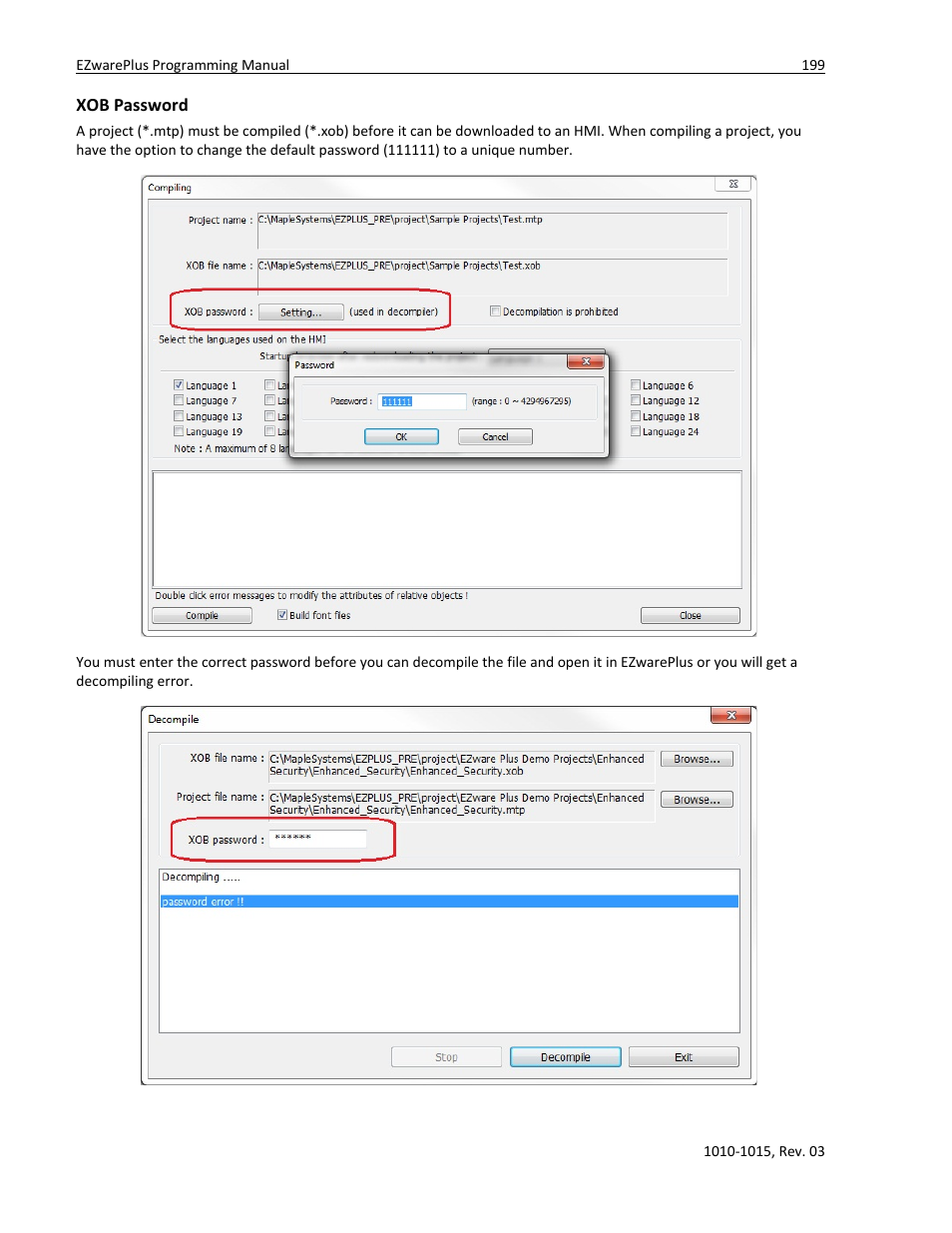 Xob password | Watlow EZwarePlus Programming User Manual | Page 207 / 264