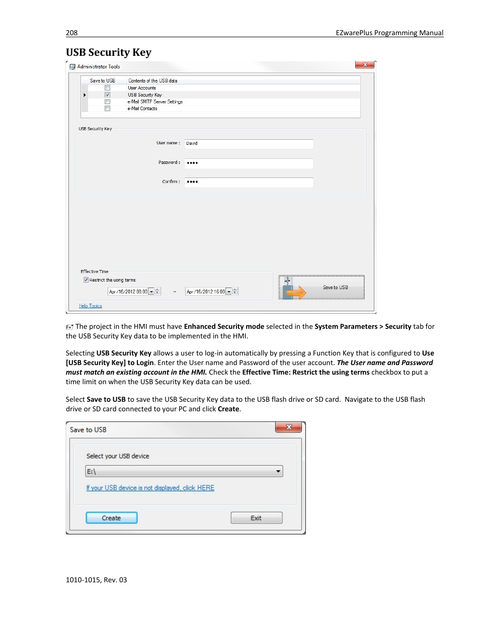 Usb security key | Watlow EZwarePlus Programming User Manual | Page 216 / 264