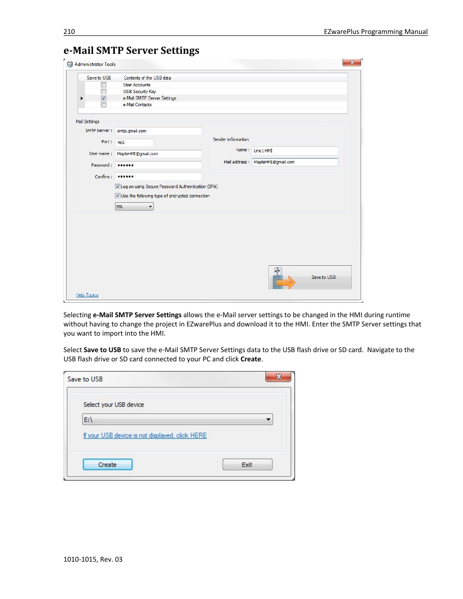 E-mail smtp server settings | Watlow EZwarePlus Programming User Manual | Page 218 / 264